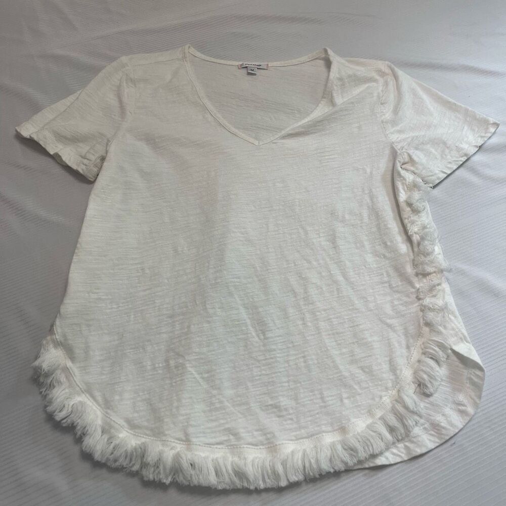 Stella And Dot Sloane Short Sleeves V-Neck White Top Size Medium